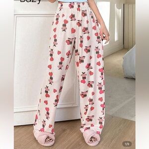 SHEIN Kids Pink Heart and Character Pajama Bottoms